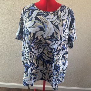 Catherines Short-sleeve T-shirt Navy, Sage, Khaki Leaf print Size 2X